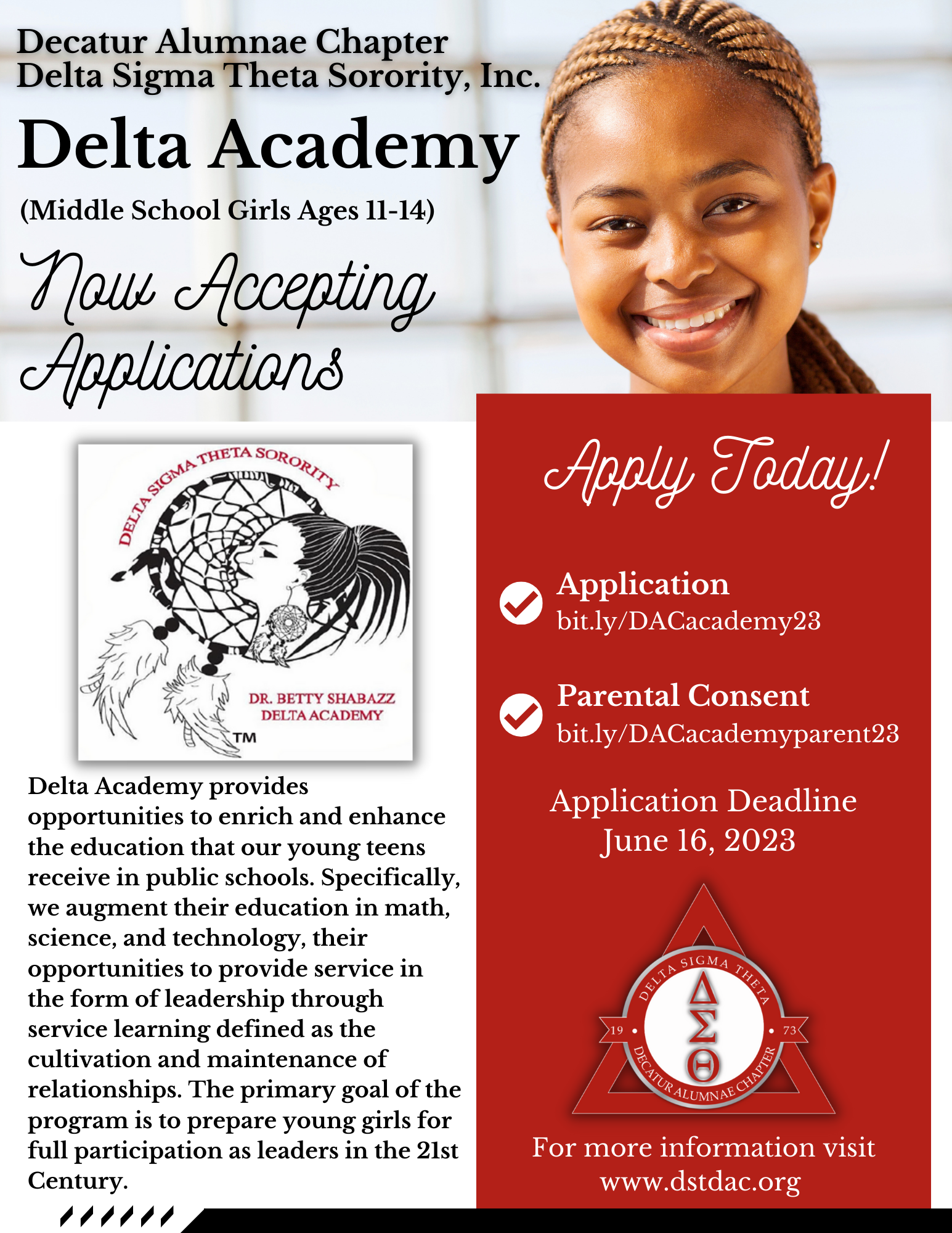 Delta Academy 2023 2024 Application Decatur Alumnae Chapter of